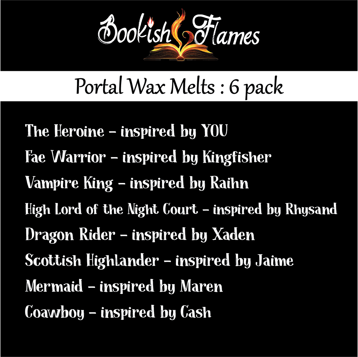 Bookish Flames Wax Melts | Choose Character or Full Collection