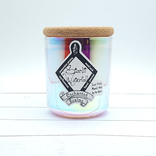 enchanted realms starlit waterfall small candle